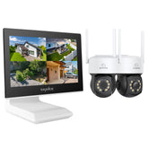 10 Channel Wireless PT Security Camera System, 5MP NVR w/ 10.1'' LCD Monitor, Pan & Tilt IP Cameras AI Human Detection, Remote Access, Smart Motion Alerts, Work with Alexa